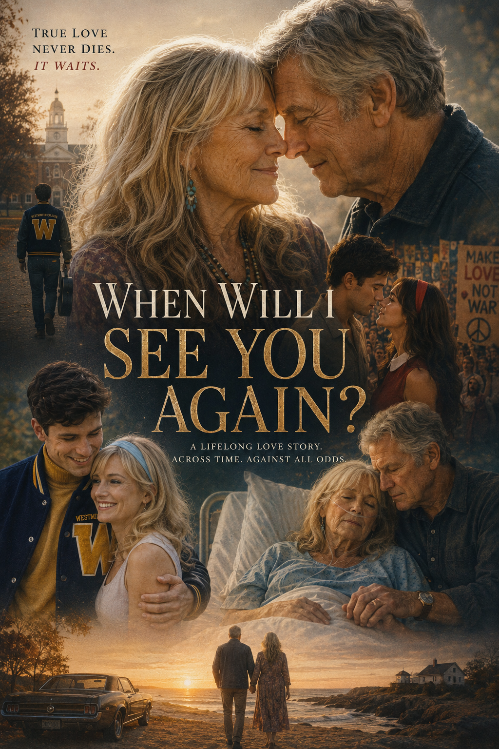 Promotional poster for When Will I See You Again? showing a couple across different stages of life